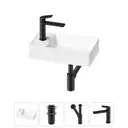 Раковина мини Wellsee WC Area 41см с донный клапаном сифоном и смесителем 20213803R