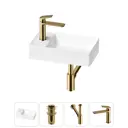 Раковина мини Wellsee WC Area 41см с донный клапаном сифоном и смесителем 20213804R