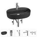 Раковина накладная Wellsee Chic Riviera 60см с донный клапаном сифоном смесителем и вентилем 20214900R