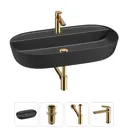 Раковина накладная Wellsee Chic Riviera 80см с донный клапаном сифоном и смесителем 20214951R