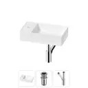 Раковина мини Wellsee WC Area 41см с донный клапаным и сифоном 20213814R