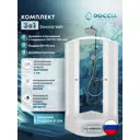 Душевой уголок Doccia Velt Com/dc0000063057/wm0074 1/4 круга с поддоном 90х90см профиль белый эффект стекла прозрачный