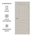 Дверь межкомнатная глухая Мона 90x200 см ПВХ цвет дуб филадельфия с замком и петлями