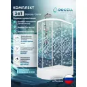 Душевой уголок Doccia Coral Com/dc0000061783/wm0074 ассиметричный с поддоном 120х80см профиль белый эффект стекла прозрачный