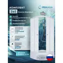 Душевой уголок Doccia Standart Com/dc0000061785/wm0074 1/4 круга с поддоном 100х100см профиль белый эффект стекла прозрачный