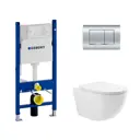 Комплект инсталляции Geberit Duofix 112 см Delta 12 с клавиша Delta30 хром 458.163.21.1 и унитаз 48x36 ADT Pro Vortex Торнадо микролифт белый