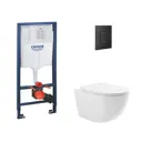 Комплект инсталляции Grohe Solido 3 в 1с клавишей Even фантомный черный (38811KF0) и унитаз подвесной 48x36 ADT Pro Vortex Торнадо микролифт белый