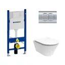 Комплект инсталляции Geberit Duofix с клавишей хром 458.149.21.1 и унитаз Kerama Marazzi Plaza Modern Торнадо микролифт белый глянцевый