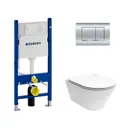 Комплект инсталляции Geberit Duofix со ной клавишей Delta30 хром 458.163.21.1 и унитаз Kerama Marazzi Plaza Modern Торнадо микролифт белый глянц