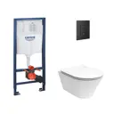 Комплект инсталляции Grohe Solido 3 в 1 с клавишей Even фантомный черный (38811KF0) и унитаз Kerama Marazzi Plaza Modern Торнадо микролифт белый глянц