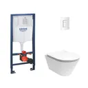 Комплект инсталляции Grohe Rapid SL 3 в 1 с клавишей Skate Cosmopolitan альпин-белый (38772SH0) и унитаз Kerama Marazzi Plaza Modern Торнадо белый