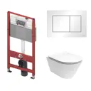 Комплект инсталляции Tece base 2.0 с клавишей Tecenow белая и унитаз подвесной Kerama Marazzi Plaza Modern Торнадо микролифт белый глянц