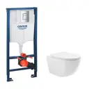 Комплект инсталляции Grohe Rapid SL с клавишей - цвет хром с унитазом подвесным 48x36 ADT Pro Vortex Торнадо микролифт белый