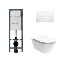Комплект инсталляции Am.pm I012709.0301 ErgoFit с клавишей ErgoFit M белый и унитаз Kerama Marazzi Plaza Modern Торнадо микролифт белый