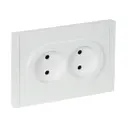 Розетка встраиваемая двойная IEK Forte&Piano без заземления со шторками цвет белый