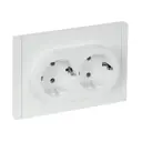 Розетка встраиваемая двойная IEK Forte&Piano с заземлением цвет белый