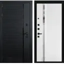 Входная дверь Лабиринт Пиано левый 205x88см цвет черный кварц/белый софт с зеркалом П31