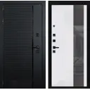 Входная дверь Лабиринт Пиано левый 205x96см цвет черный кварц/белый софт рельеф с зеркалом П32