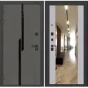 Входная дверь Лабиринт Карбон левый 205x96см цвет лофт графит/серый рельеф софт с зеркалом ФЛЗ-1