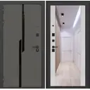 Входная дверь Лабиринт Карбон левый 205x96см цвет лофт графит/сандал белый с зеркалом ФЛЗ-1