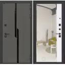 Входная дверь Лабиринт Карбон правый 205x88см цвет лофт графит/белый софт с зеркалом Панорама