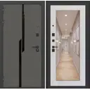 Входная дверь Лабиринт Карбон левый 205x96см цвет лофт графит/сандал белый с зеркалом П18
