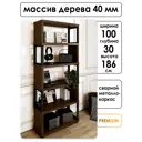 Стеллаж Solarius Loft Гранд 6 полок 100x186x30 см сталь и дерево цвет черный/темный дуб
