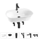 Раковина Wellsee excellence pro 20217183R 60см цвет раковина 6 в 1: заглушка на перелив, д/к, сифон, смеситель, вентили