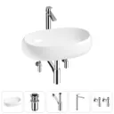 Раковина накладная для ванной Lavinia Boho Bathroom Sink 56x33 20215091R с донным клапаном, сифоном, смесителем и вентилями цвет хром