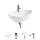 Раковина накладная для ванной Lavinia Boho Bathroom Sink 59x39 20215151R с донным клапаном, сифоном и смесителем цвет хром