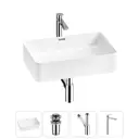 Раковина накладная для ванной Lavinia Boho Bathroom Sink 55x37 20215231R с донным клапаном, сифоном и смесителем цвет хром