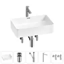 Раковина накладная для ванной Lavinia Boho Bathroom Sink 55x37 20215235R с донным клапаном, сифоном, смесителем и вентилями цвет хром