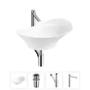 Раковина накладная для ванной Lavinia Boho Bathroom Sink 56x33 20215356R с донным клапаном, сифоном и смесителем цвет хром