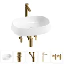 Раковина накладная для ванной Lavinia Boho Bathroom Sink 54x41 20215410R с донным клапаном, сифоном, смесителем и вентилями цвет золото