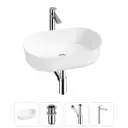 Раковина накладная для ванной Lavinia Boho Bathroom Sink 55x32 20215813R с донным клапаном, сифоном и смесителем цвет хром
