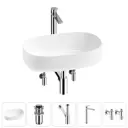 Раковина накладная для ванной Lavinia Boho Bathroom Sink 55x35 20215833R с донным клапаном, сифоном, смесителем и вентилями цвет хром