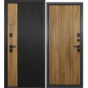 Входная дверь Mastino Trust Eco 401/161 левый 205x96см цвет черный матовый/антрацит букле/дуб галифакс медовый фурнитура черная