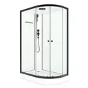 Душевая кабинаDomani-Spa Delight Slim 128 L левая 120x80x218 см низкий поддон, белые стенки, прозрачное стекло, черный профиль
