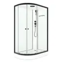 Душевая кабина Domani-Spa Delight Slim 128 R правая 120x80x218 см низкий поддон белые стенки, прозрачное стекло, черный профиль