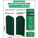Штакетник Steelcraft Royal п-образный 15мм 150см двухсторонний фигурный зеленый RAL 6005