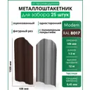Штакетник Steelcraft Modern m-образный 12мм 150см односторонний фигурный коричневый RAL 8017