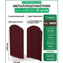 Металлический штакетник Steelcraft Classic M-образный 123мм 1.5м двухсторонний RAL 3005 винно-красный 25шт
