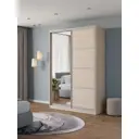 Шкаф-купе Клевер Атина с 2 дверями и зеркалом 240x160х50 см 6 полок ЛДСП цвет шамони светлый