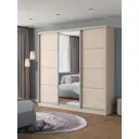 Шкаф-купе Клевер Атина с 3 дверями и зеркалом 240x230х45 см 9 полок ЛДСП цвет шамони светлый