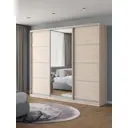Шкаф-купе Клевер Атина с 3 дверями и зеркалом 240x260х50 см 9 полок ЛДСП цвет шамони светлый