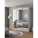 Шкаф-купе Клевер Атина с 3 дверями 240x220х65 см 9 полок ЛДСП цвет шамони светлый зеркальный