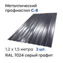 Профнастил металлический Ижторгметалл С8 1.5x1.204м 0.5мм цвет графитово-серый 3шт