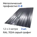 Профнастил металлический Ижторгметалл С8 2x1.204м 0.5мм цвет графитово-серый 3шт