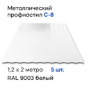 Профнастил металлический Ижторгметалл С8 2x1.204м 0.5мм цвет сигнально-белый 5шт