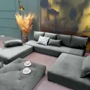 Диван бескаркасный Miella Amore со столиком 280x23x80 см велюр цвет светло-серый